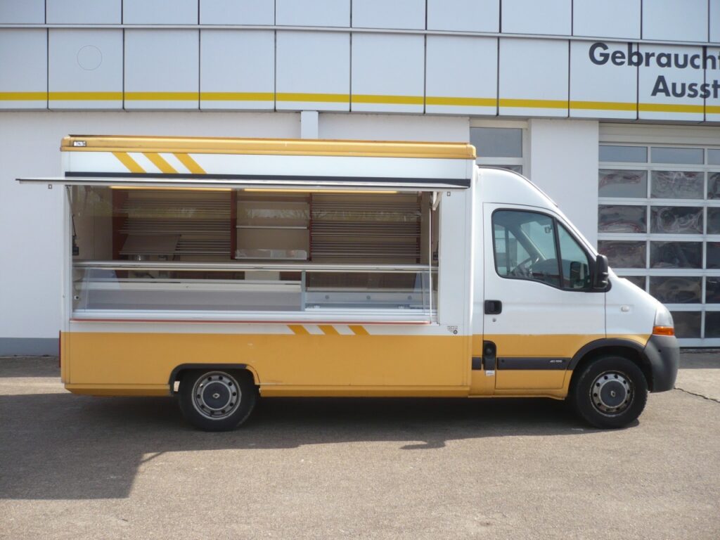 Bäckerverkaufsfahrzeug mit 2m Backwarentheke und 1,30m Kühltheke.-Ausstattungsdetails: Einstiegsstufe, 3,10m Bord, Kuchenblechnachschubregal uvm.