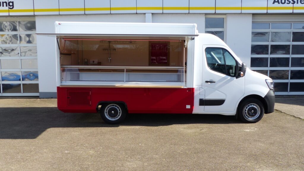 Hochwertiges Neufahrzeug:-Lithium-Ionen-Antriebsbatterie, elektrische Klappenöffnung, LED-Lichtband HO, verschiedenes Thekenzubehör (Waagenplatte, Schneideplatte)