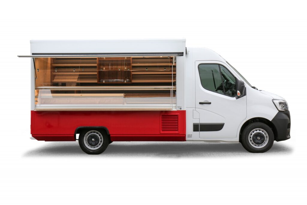 Lithium-Ionen-Antriebsbatterie, LED-Beleuchtung, furniertes Präsentationsregal, Kuchenblechnachschubregal