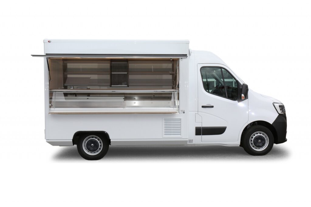 Litium-Ionen-Antriebsbatterie, LED-Lichtband HO, Kuchenblechnachschubregal, klappbarer Thekenaufsatz